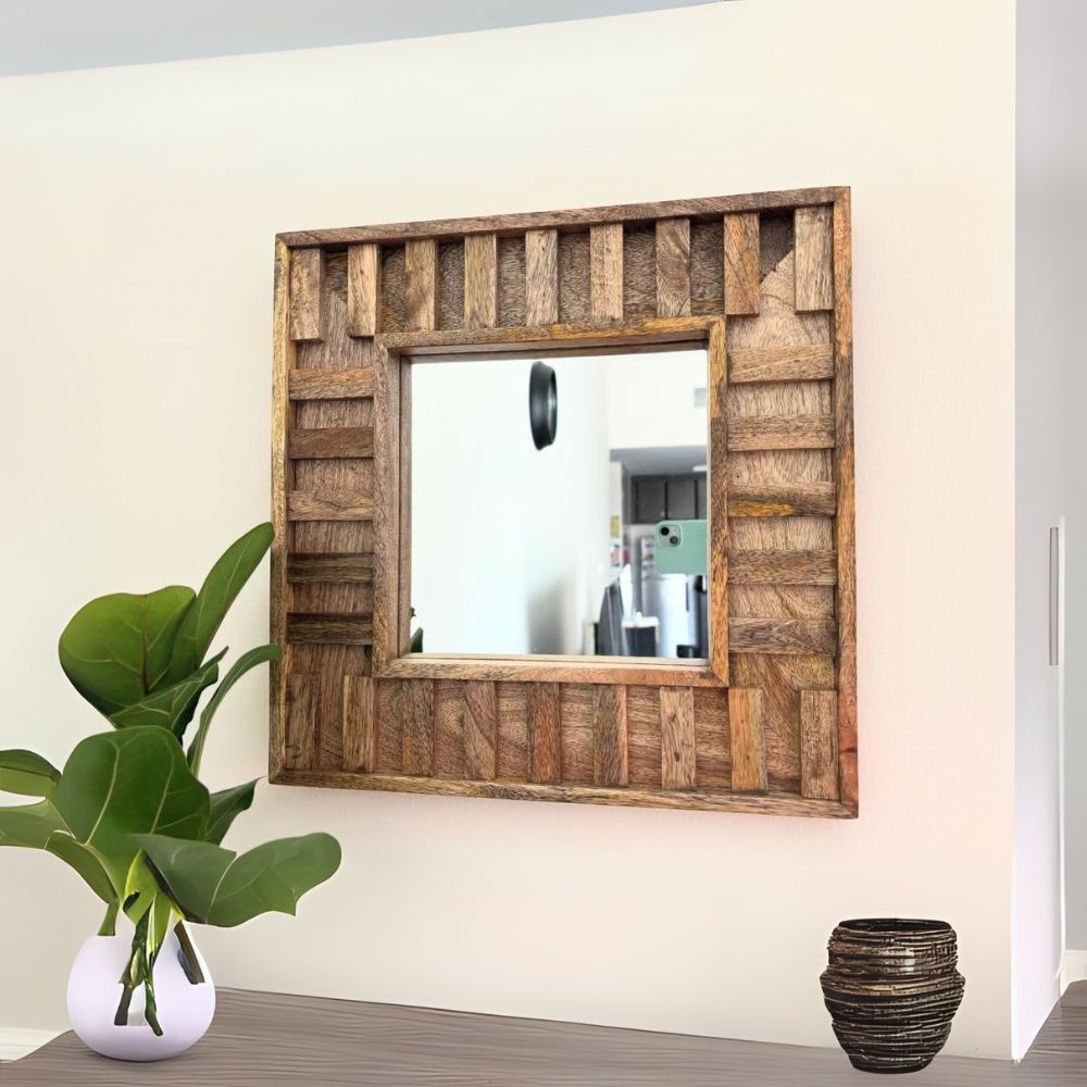 Carved Wooden Mirror