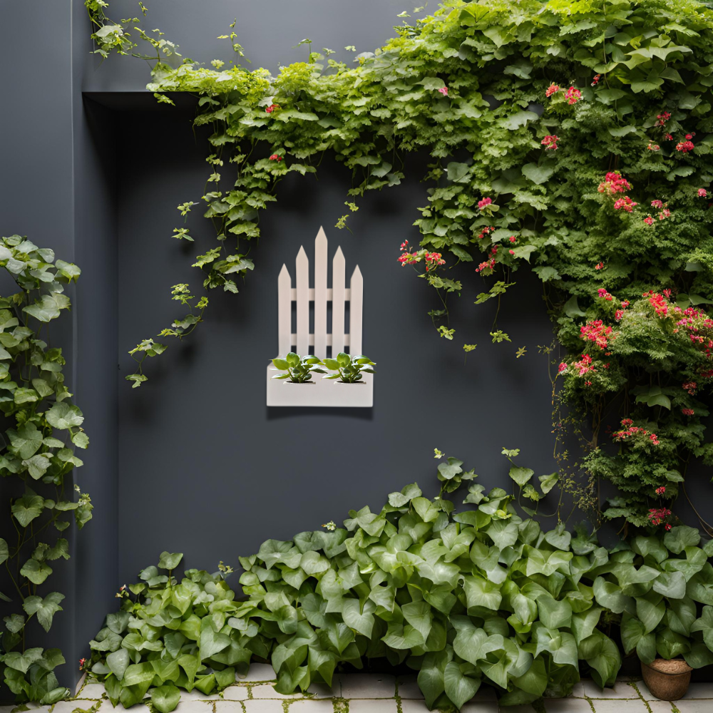 Fence-shaped wall planter