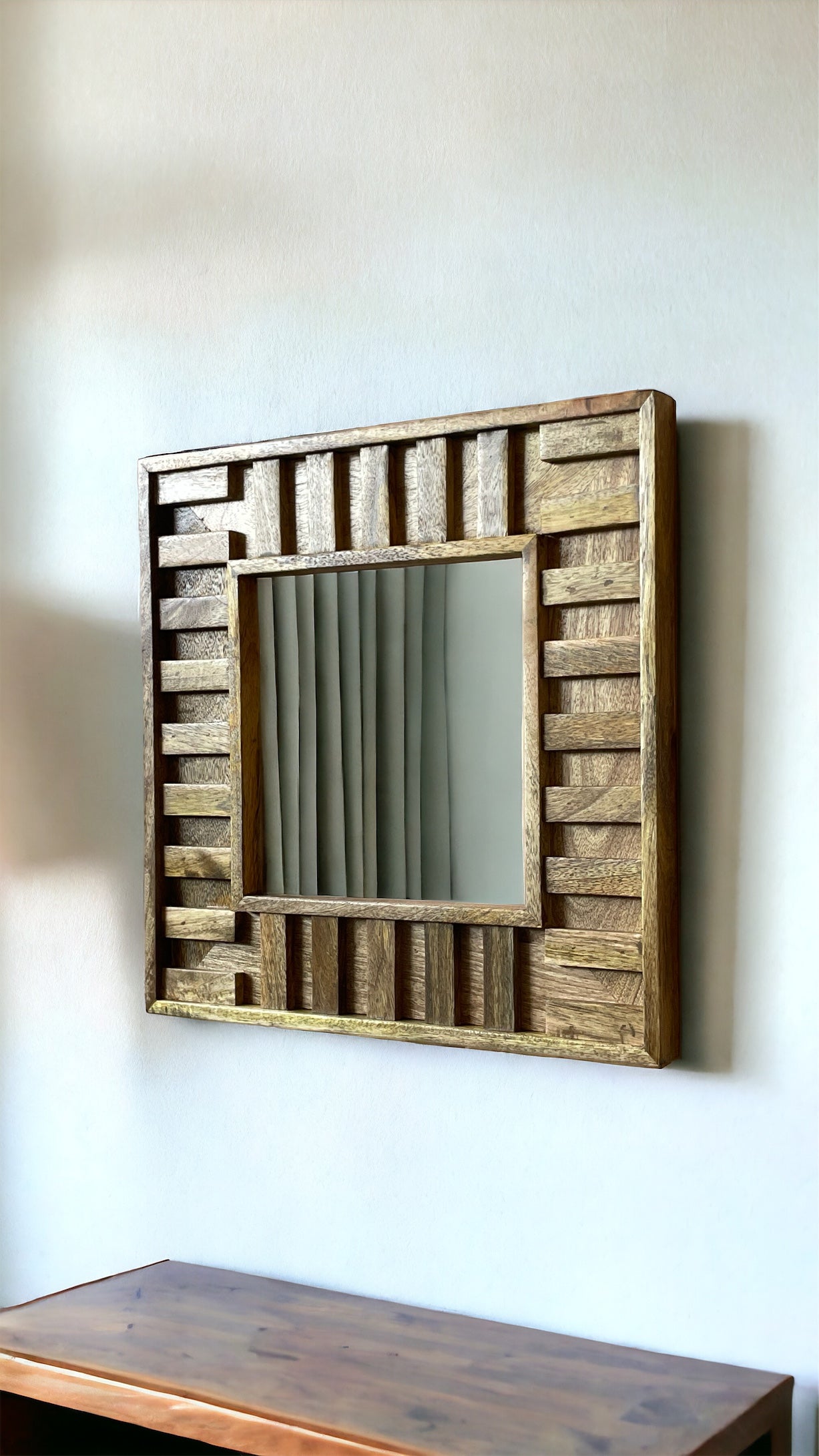 Carved solid wood mirror