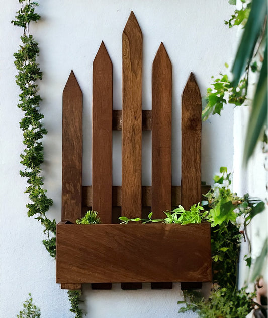 Fence-shaped wall planter