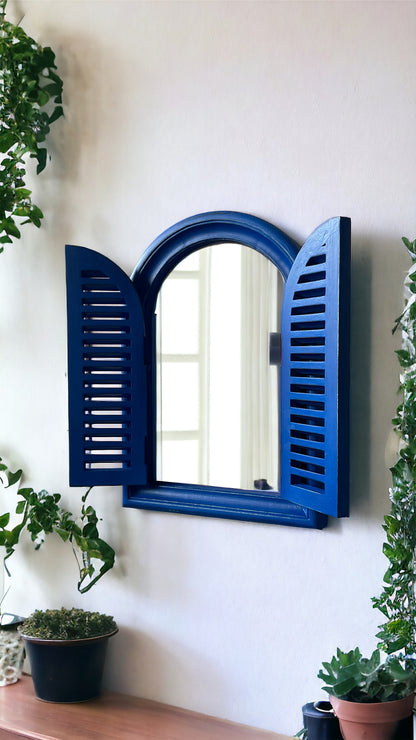 Arched Slatted Window Mirror