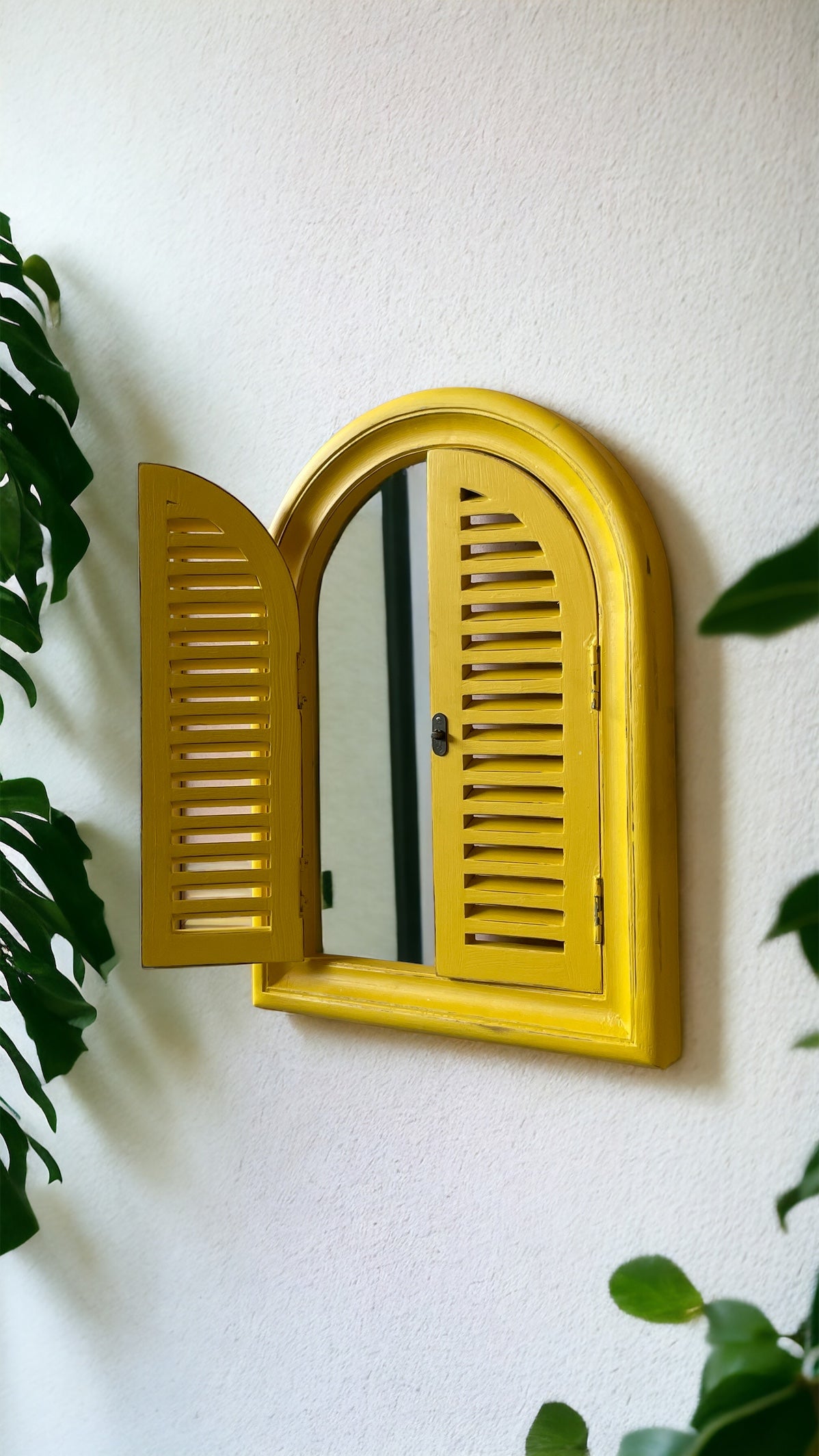 Arched Slatted Window Mirror